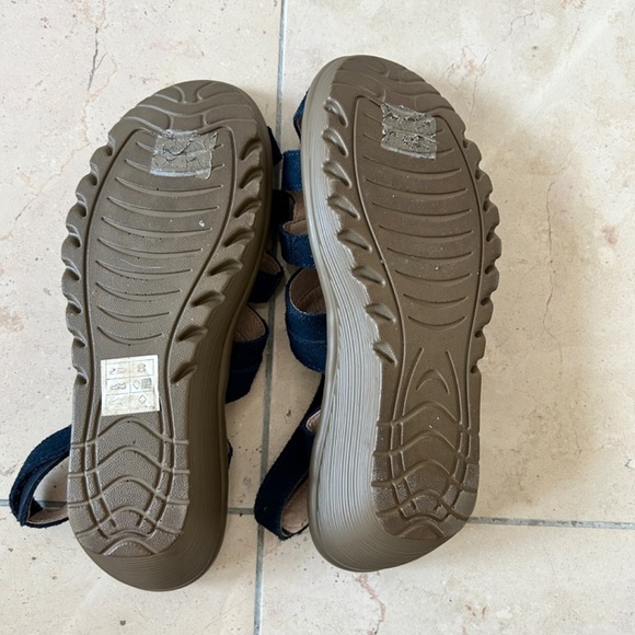 Sketchers Women's Size 9 Navy Sling Back Wedge Suede Peep Toe Memory Foam Sandle - Picture 10 of 11